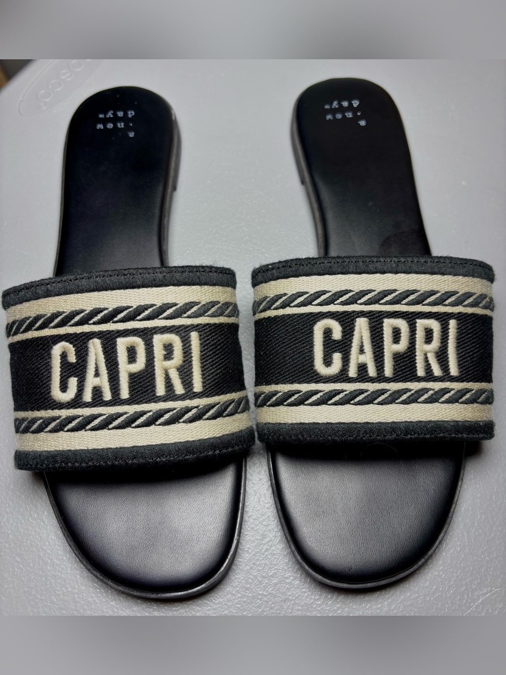 A New Day Women's Capri Nat Slide Sandals Black Cream